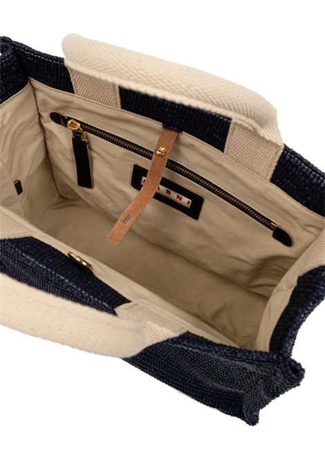 small rafia tote bag woman navy MARNI | SHMP0077U0 P386000B90